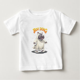 Camiseta Para Bebê Boo Deng Ghost Baby Pygmy Hippo Moo Deng Halloween