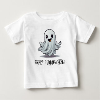 Camiseta Para Bebê Boo! Fantasma Feliz e Bonito