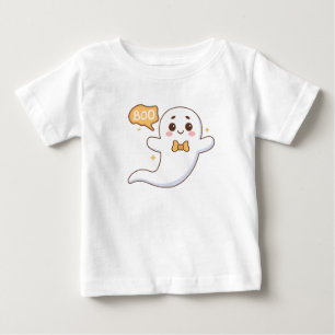 Camiseta Para Bebê boo fantasma fofo feliz Halloween