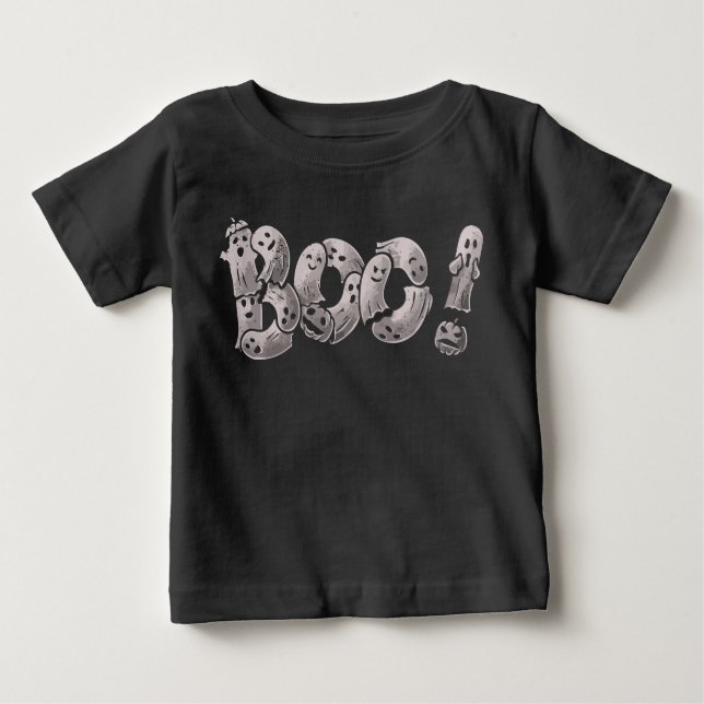 Camiseta Para Bebê Boo Fantasmas Engraçados Bebê Menino Menina Hallow (Frente)