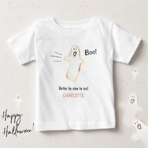 Camiseta Para Bebê Boo Fofinho Fantasma Assustador Halloween