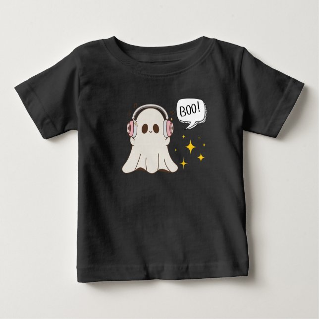 Camiseta Para Bebê Boo Ghost Musical Halloween (Frente)