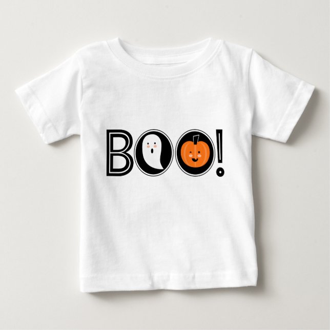 Camiseta Para Bebê Boo! Halloween Baby T-Shirt (Frente)