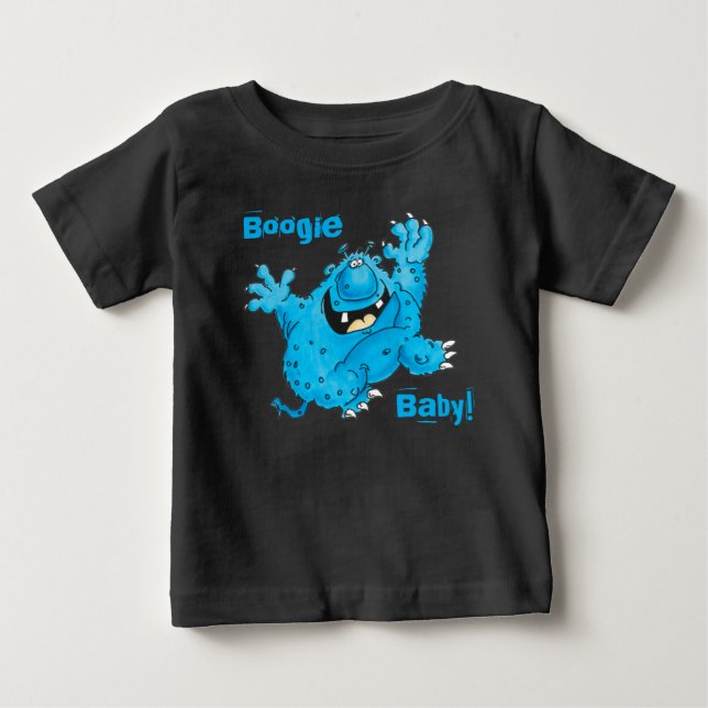 Camiseta Para Bebê Boogie no Bebê Monstro para Baixo (Frente)