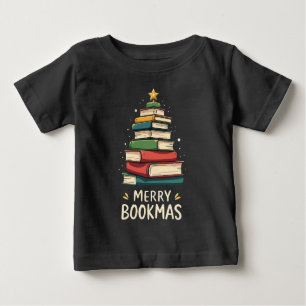 Camiseta Para Bebê Bookmas felizes - Pilha Festiva de Livros