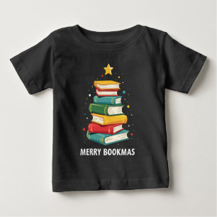 Camiseta Para Bebê Bookmas felizes - Pilha Festiva de Livros