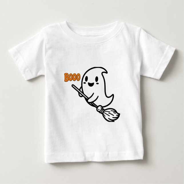 Camiseta Para Bebê Booo spooky One Halloween Ghost Baby T-Shirt (Frente)