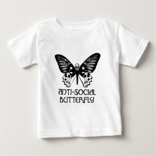 Camiseta Para Bebê Borboleta anti-social