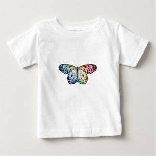 Camiseta Para Bebê Borboleta Arco-Íris