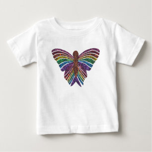 Camiseta Para Bebê Borboleta Arco-íris (branca) - Camiseta de Bebê