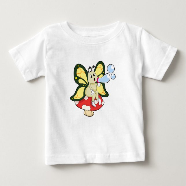 Camiseta Para Bebê Borboleta com bolhas de sabão (Frente)
