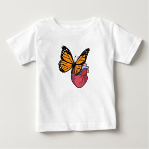 Camiseta Para Bebê Borboleta com Coração