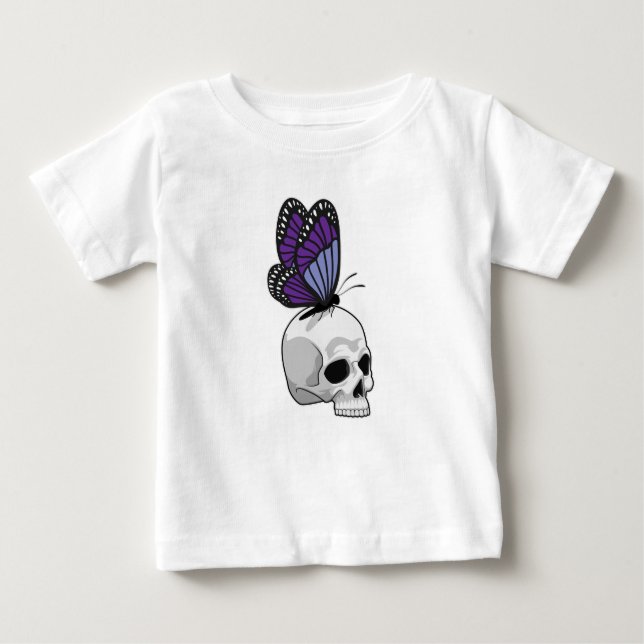 Camiseta Para Bebê Borboleta com crânio (Frente)