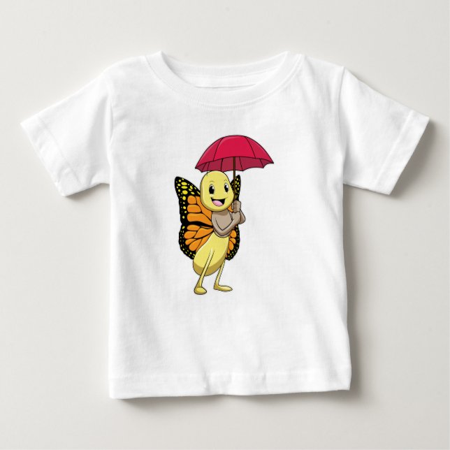 Camiseta Para Bebê Borboleta com guarda-chuva (Frente)