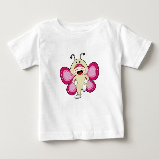 Camiseta Para Bebê Borboleta com roupa (Frente)