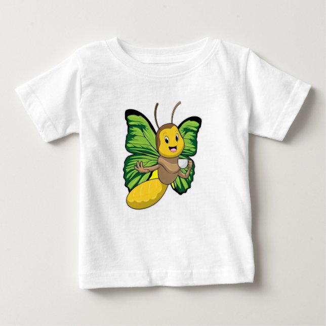 Camiseta Para Bebê Borboleta com Taça de Café (Frente)