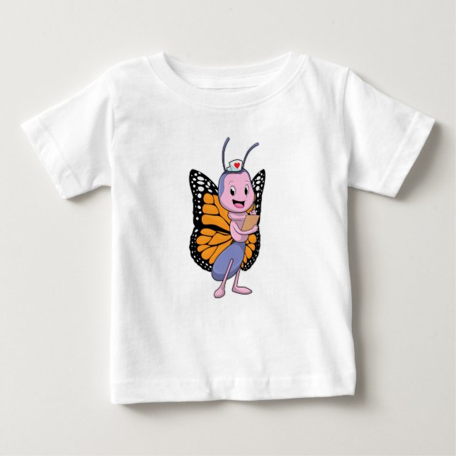 Camiseta Para Bebê Borboleta como Enfermeira (Frente)
