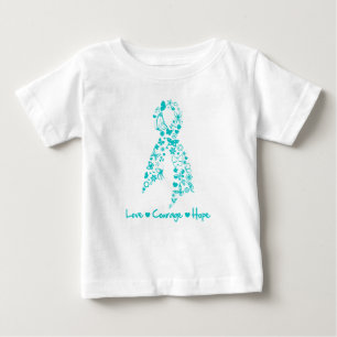 Camiseta Para Bebê Borboleta da esperança da coragem do amor - cânc