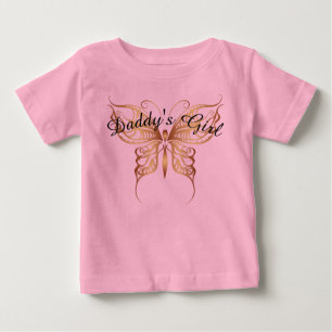 Camiseta Para Bebê Borboleta da menina do pai