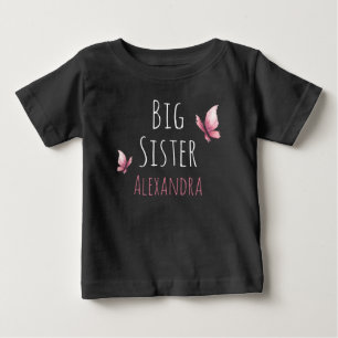 Camiseta Para Bebê Borboleta de cor d'água de nome personalizável de 