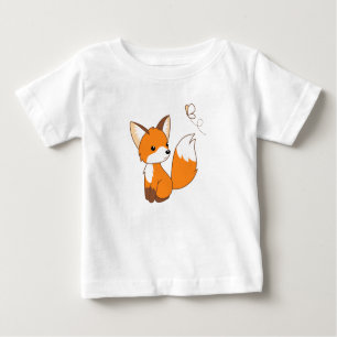 Camiseta Para Bebê Borboleta de observação pequena bonito do Fox