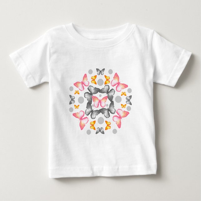 Camiseta Para Bebê Borboleta Mandala (Frente)