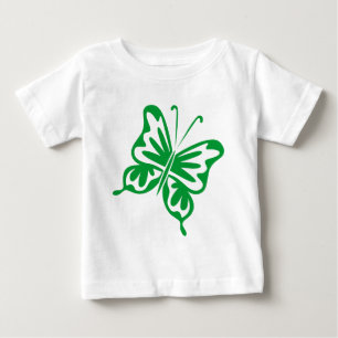 Camiseta Para Bebê Borboleta Retroativa - Verde-Grama