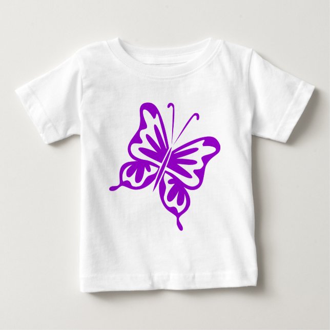Camiseta Para Bebê Borboleta retrorreflectora - Roxo (Frente)