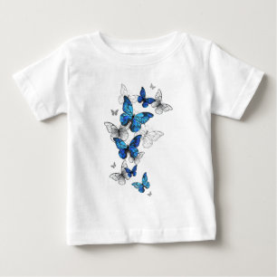 Camiseta Para Bebê Borboletas Azuis Morpho