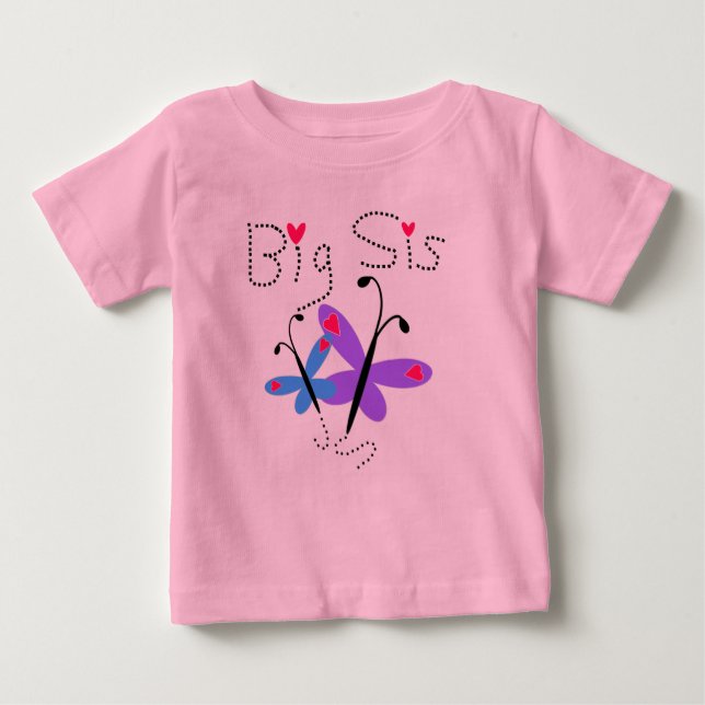 Camiseta Para Bebê Borboletas Big Sis (Frente)