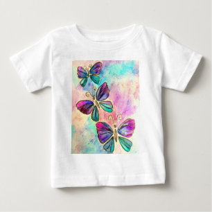 Camiseta Para Bebê Borboletas coloridas bonitos