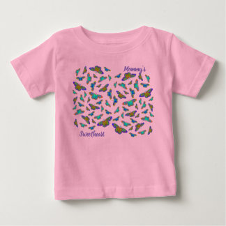 Camiseta Para Bebê Borboletas coloridas em rosa-bebê - T-Shirt bebê