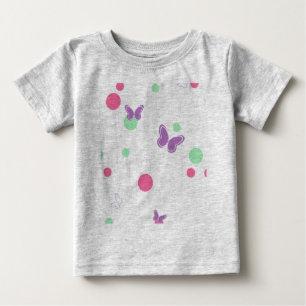 Camiseta Para Bebê borboletas doces e bolinhas
