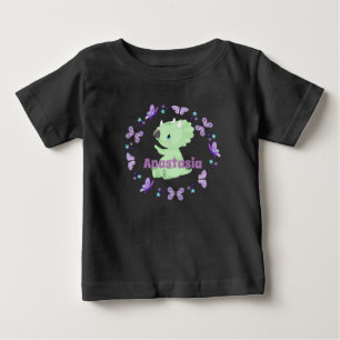 Camiseta Para Bebê Borboletas e flores personalizadas - Dinossauro be