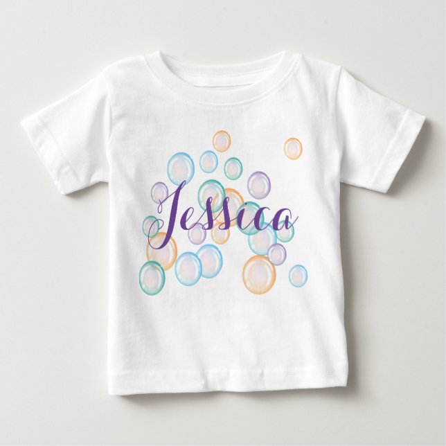 Camiseta Para Bebê Borbulha a camisa, personaliza com seu nome (Frente)