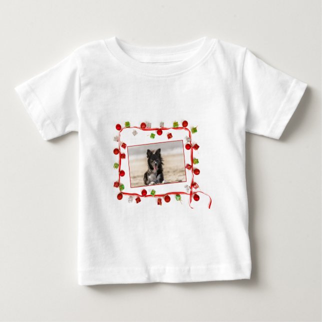 Camiseta Para Bebê Border Collie Christmas (Frente)