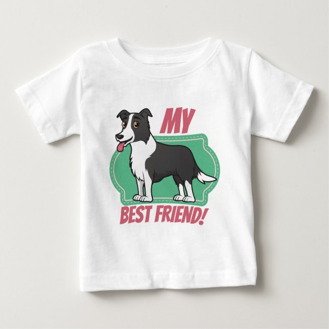 Camiseta Para Bebê Border collie é meu melhor amigo (Frente)