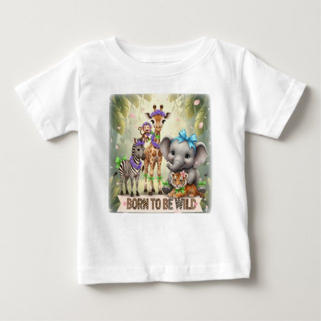 Camiseta Para Bebê Born to Be Wild - Jungle  babies - (Frente)