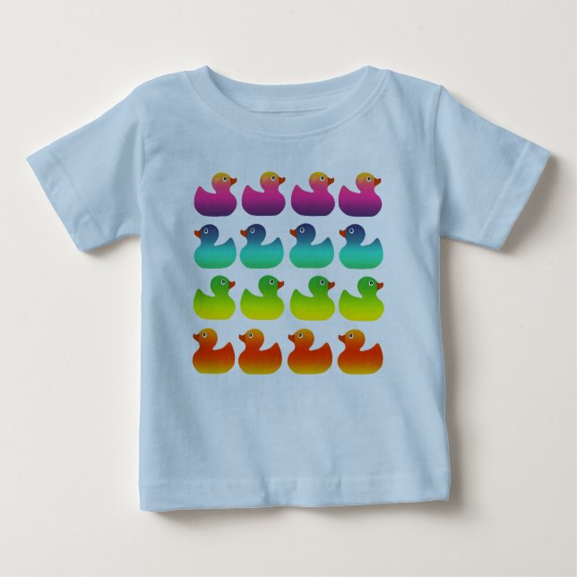 Camiseta Para Bebê Borracha Duckies do arco-íris (Frente)