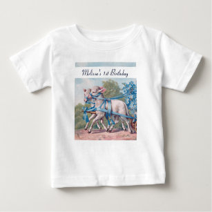 Camiseta Para Bebê Borregos de safra no primeiro aniversario de fitas