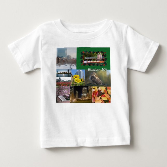Camiseta Para Bebê Boston, Massachusetts Photo Collage (Frente)