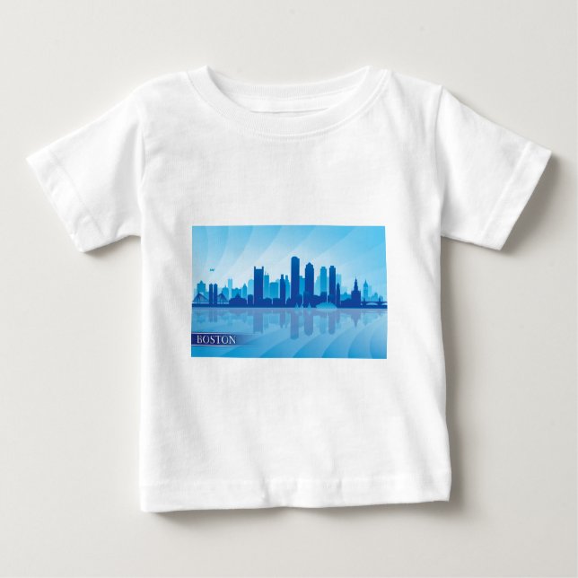 Camiseta Para Bebê Boston Skyline (Frente)