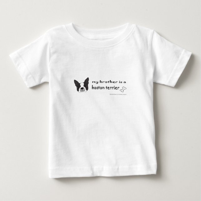 Camiseta Para Bebê boston terrier (Frente)