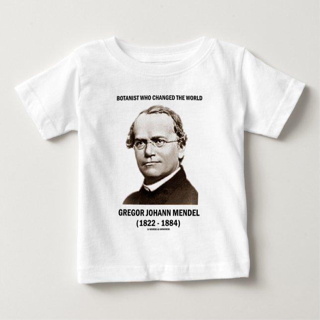 Camiseta Para Bebê Botânico que mudou o mundo Gregor Mendel (Frente)
