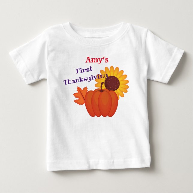 Camiseta Para Bebê Botas de Bebê de Ação de Graças (Frente)