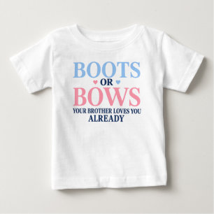 Camiseta Para Bebê Botas ou Laços O seu irmão te ama