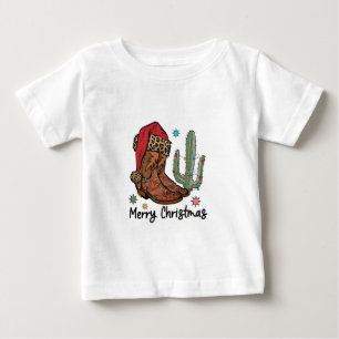 Camiseta Para Bebê Botas Western Santa Feliz Natal Botas Natal