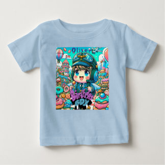 Camiseta Para Bebê Bote Piloto Personalizável Birthday Boy