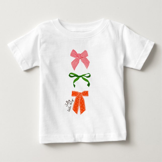 Camiseta Para Bebê Bow Jolly Little Things Natal  (Frente)