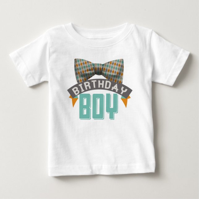 Camiseta Para Bebê Bowtie Birthday Boy Tshirt (Frente)